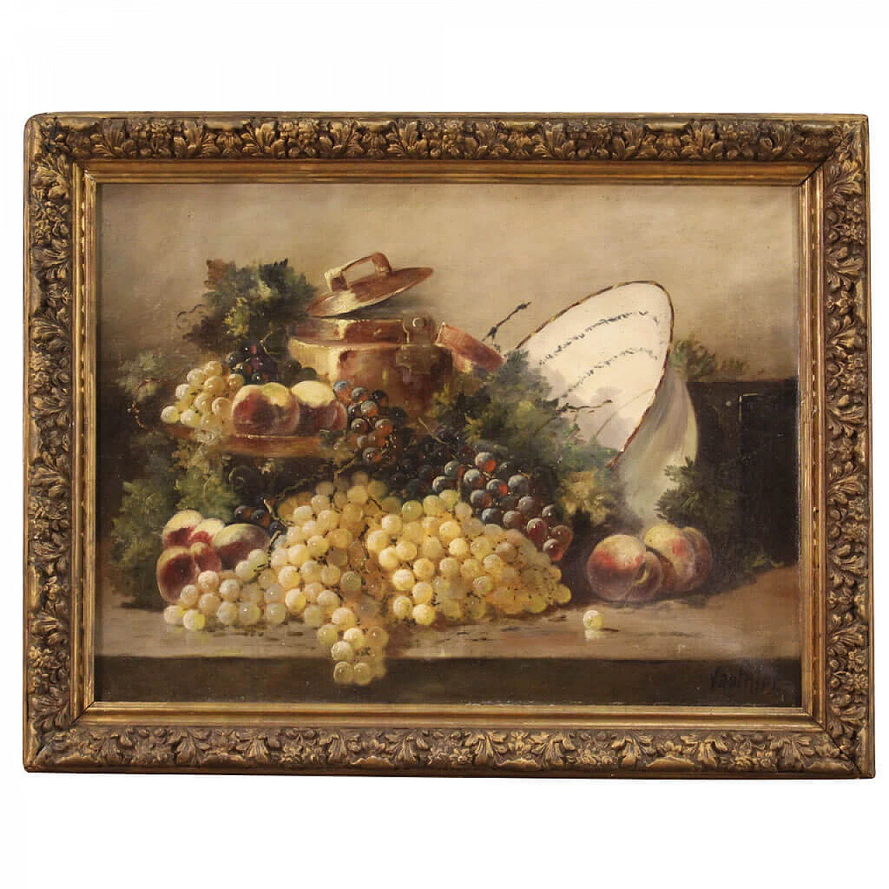 Natura morta, dipinto francese olio su tela, fine '800 1278692