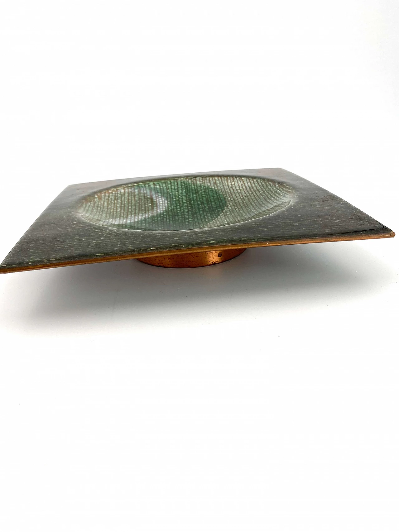 Green enamelled copper tray by Studio Del Campo, 70s 1278864