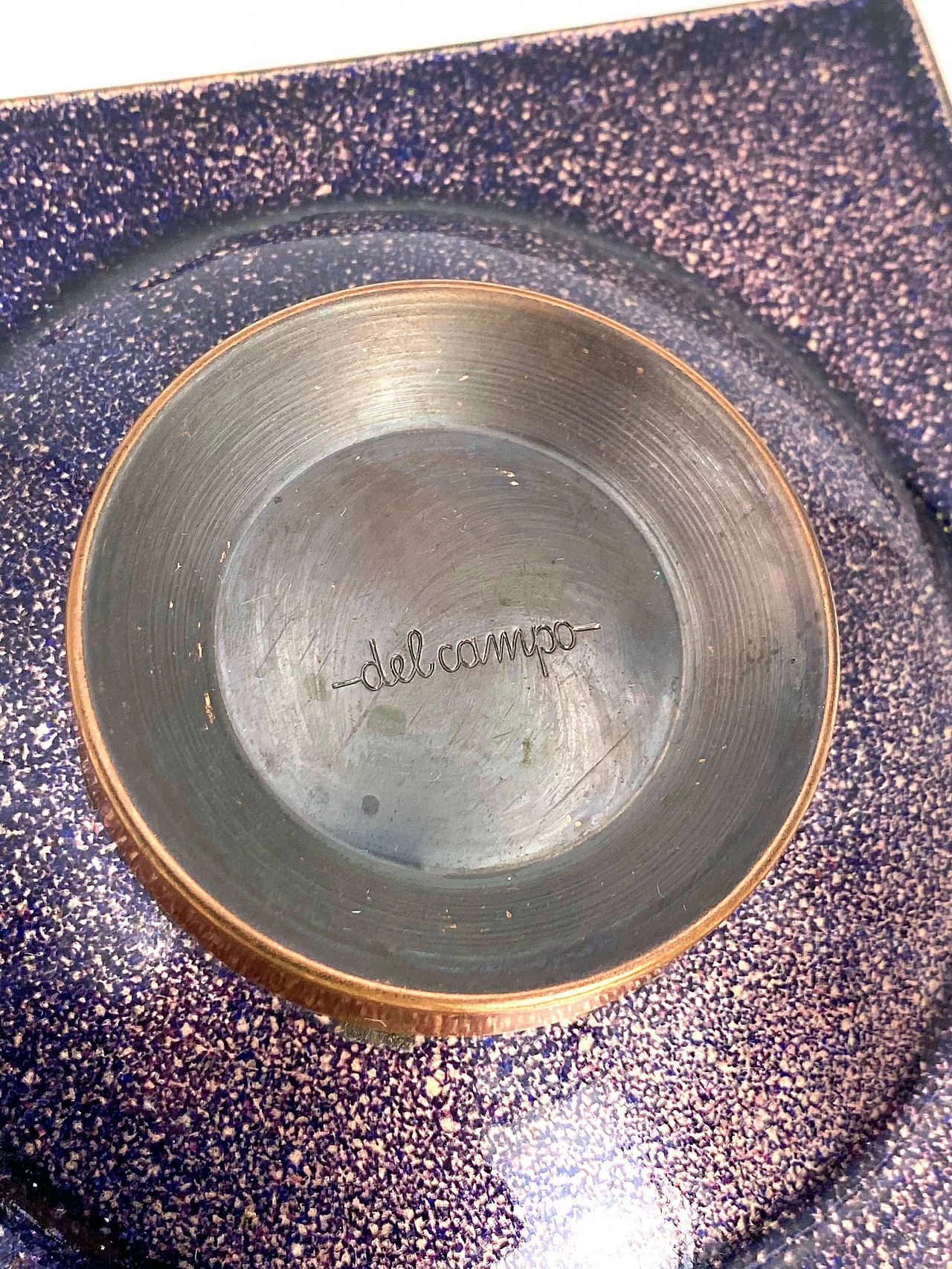 Green enamelled copper tray by Studio Del Campo, 70s 1278869