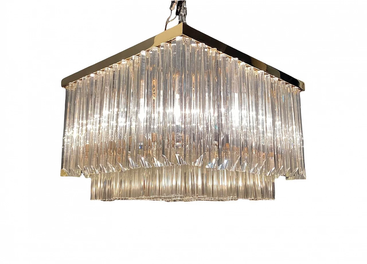 Murano glass ceiling chandelier with prisms, 70s 1278948