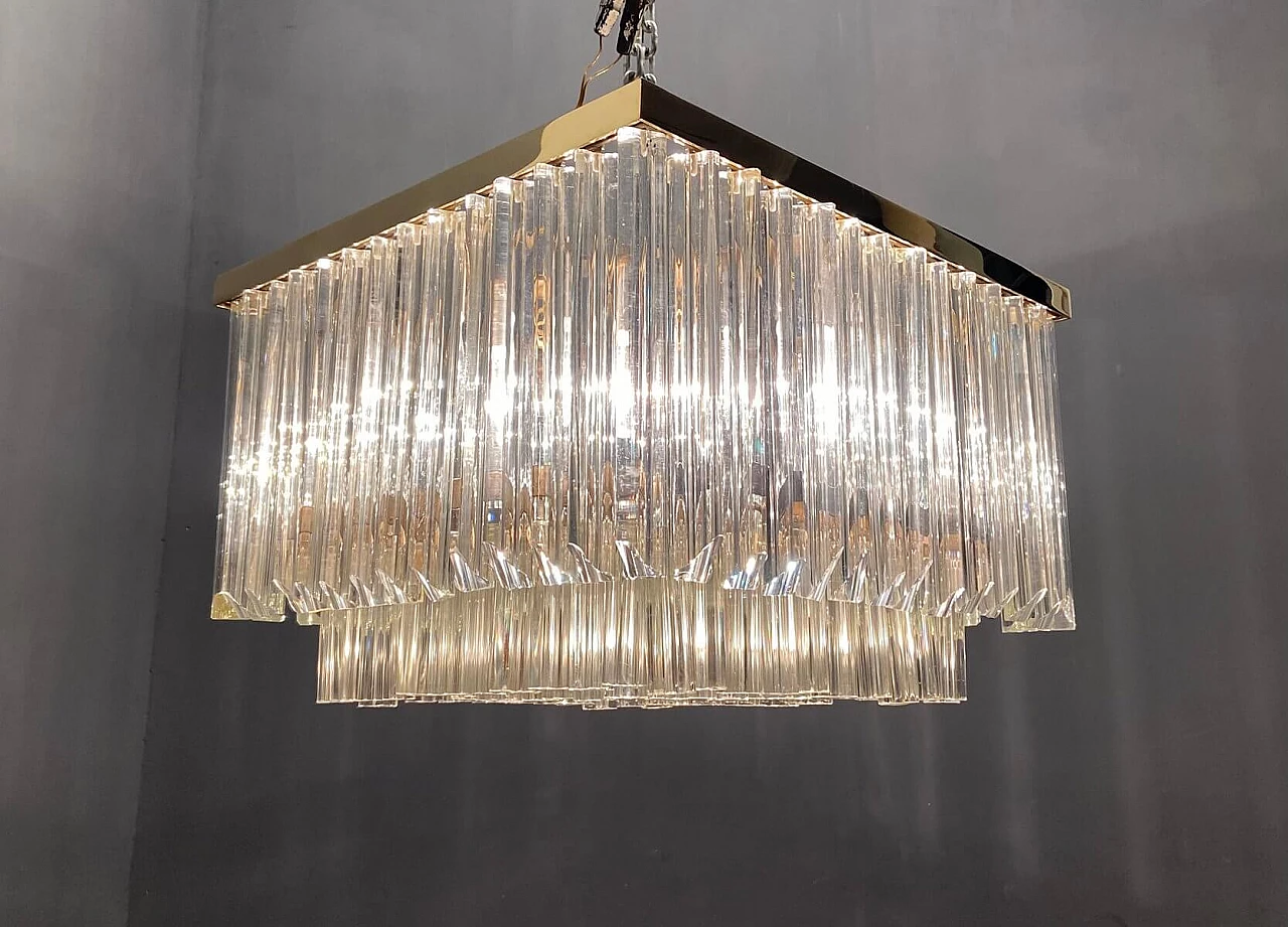 Murano glass ceiling chandelier with prisms, 70s 1278949