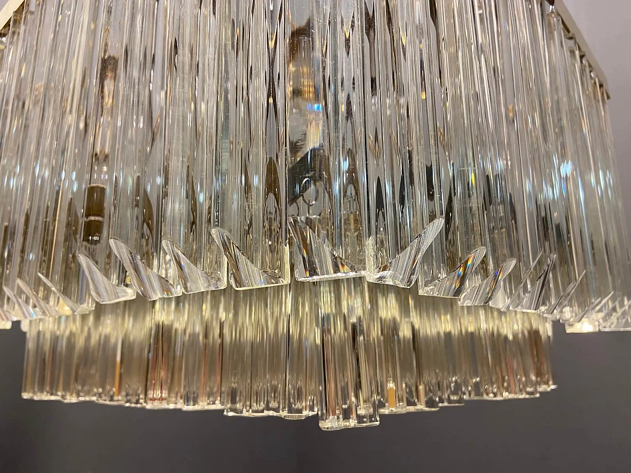 Murano glass ceiling chandelier with prisms, 70s 1278955