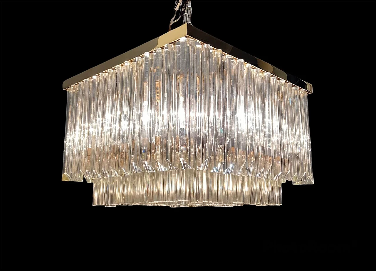 Murano glass ceiling chandelier with prisms, 70s 1278959