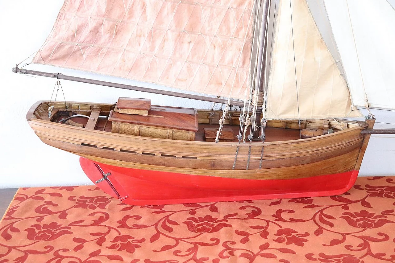 Modellino di una grande barca a vela in legno, anni '30 1279271