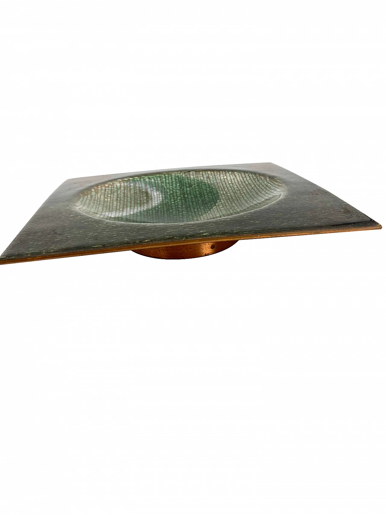 Green enamelled copper tray by Studio Del Campo, 70s 1279299