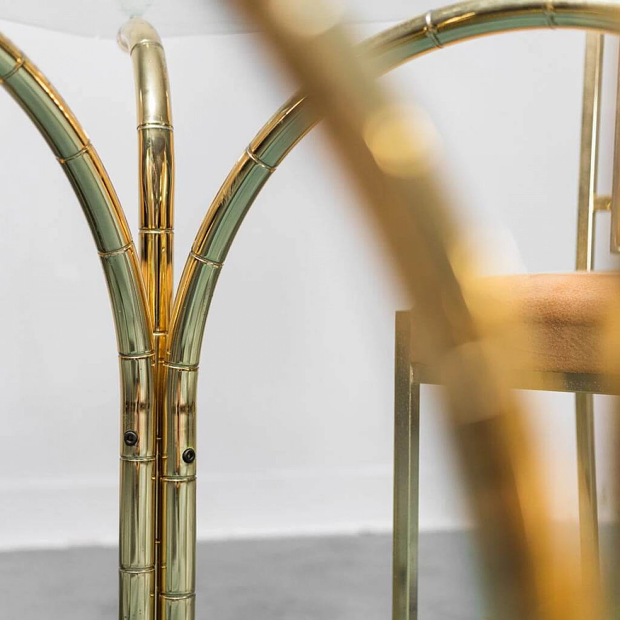 Dining table and 4 chairs with gilded metal frame, 1970s 1279330