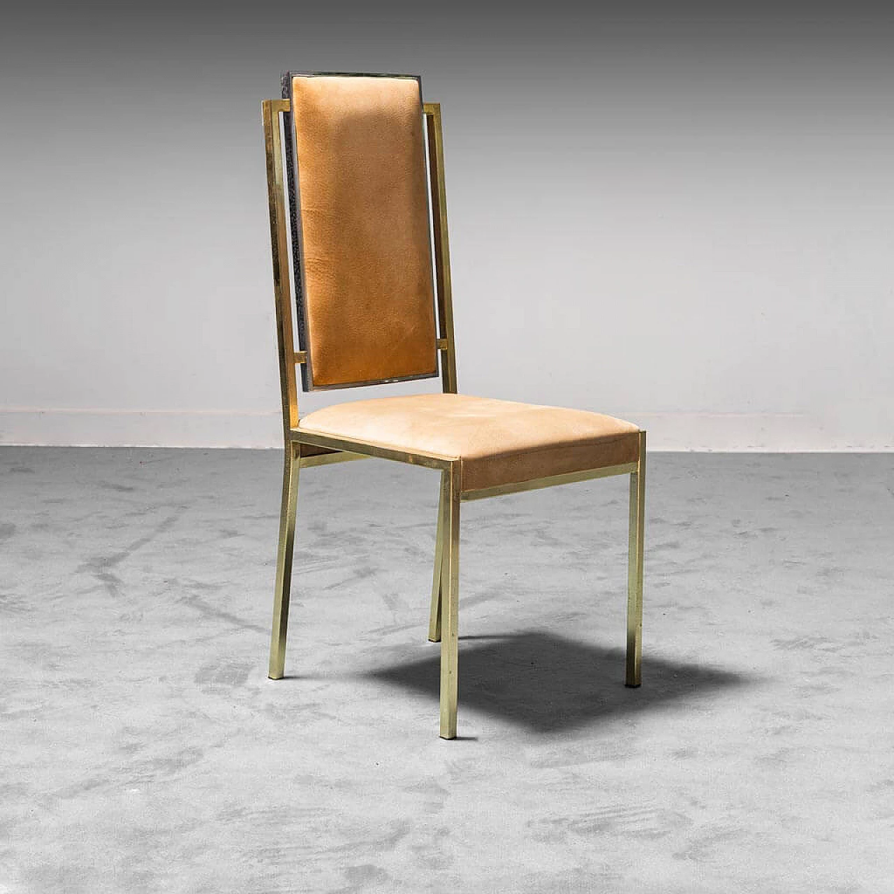 Dining table and 4 chairs with gilded metal frame, 1970s 1279334