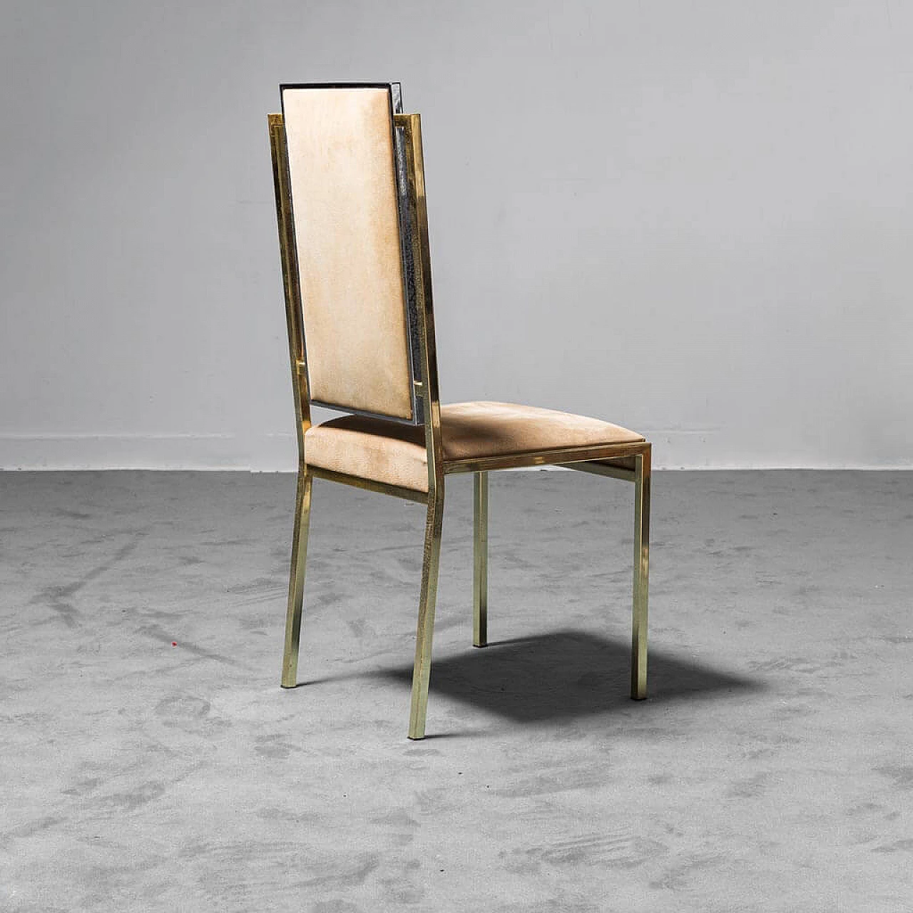 Dining table and 4 chairs with gilded metal frame, 1970s 1279336