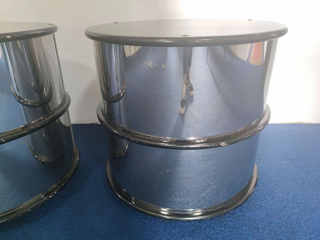 Pair of bedside tables in Willy Rizzo style, 60s 1279526