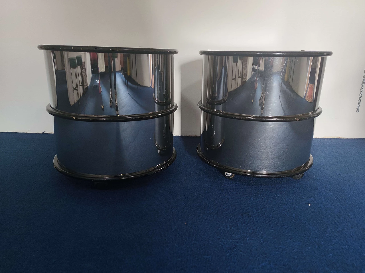 Pair of bedside tables in Willy Rizzo style, 60s 1279529