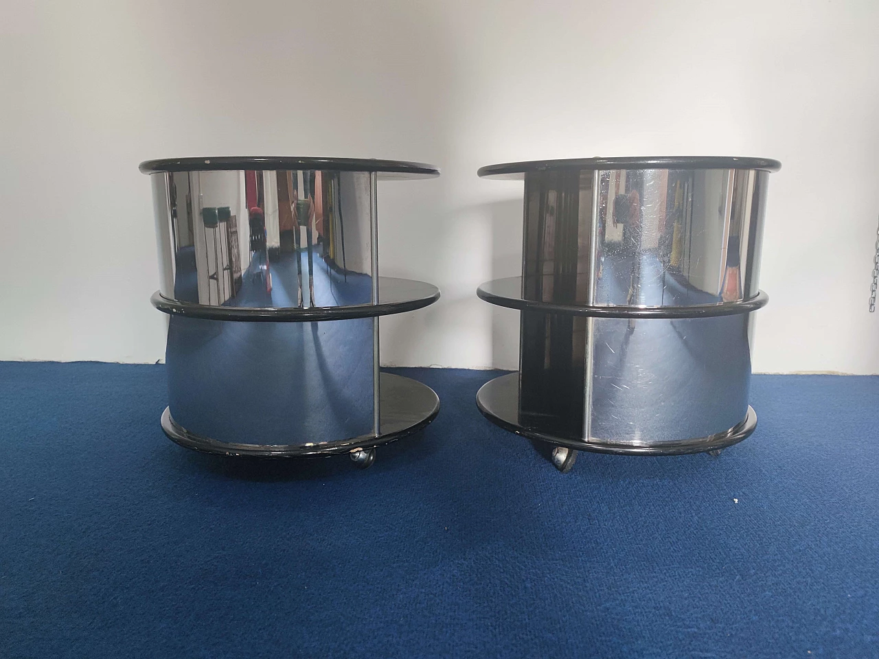 Pair of bedside tables in Willy Rizzo style, 60s 1279532