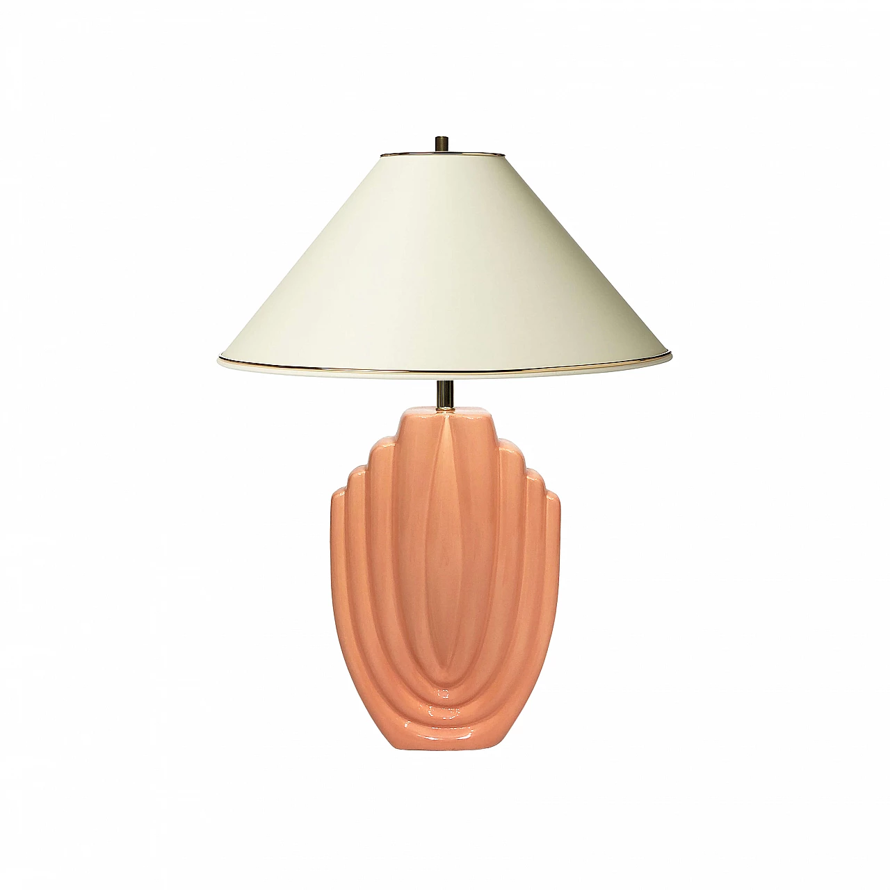 Salmon pink ceramic table lamp, 80s 1279556