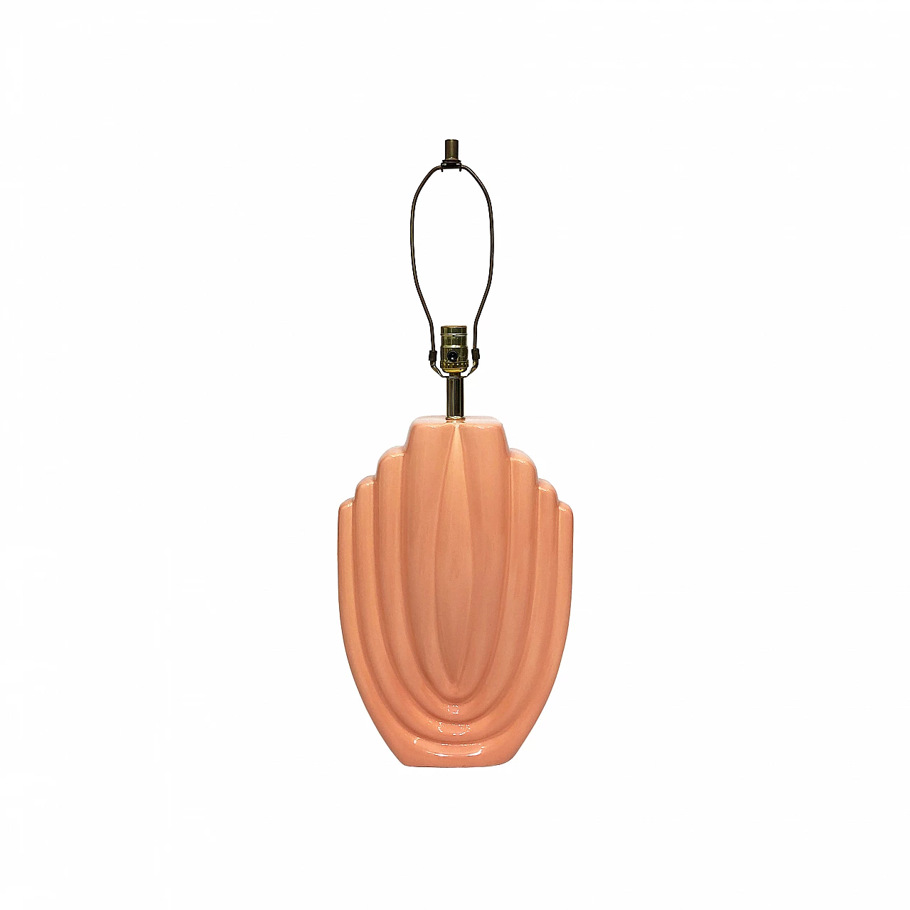 Salmon pink ceramic table lamp, 80s 1279557