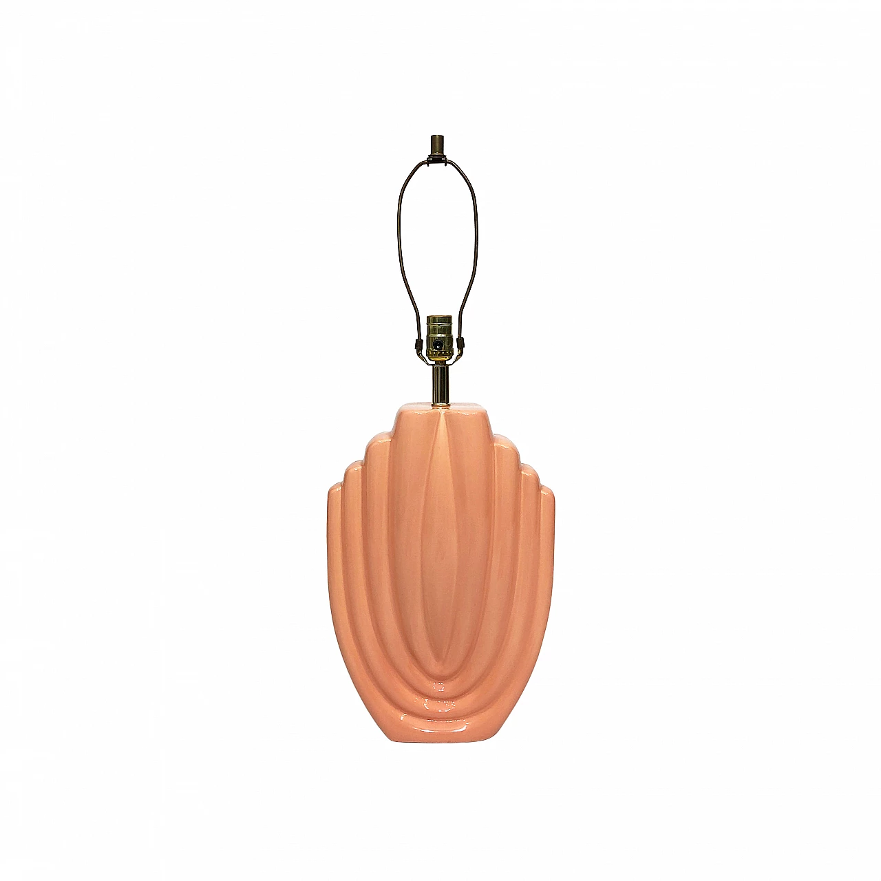 Lampada da tavolo in ceramica rosa salmone, anni '80 1279557