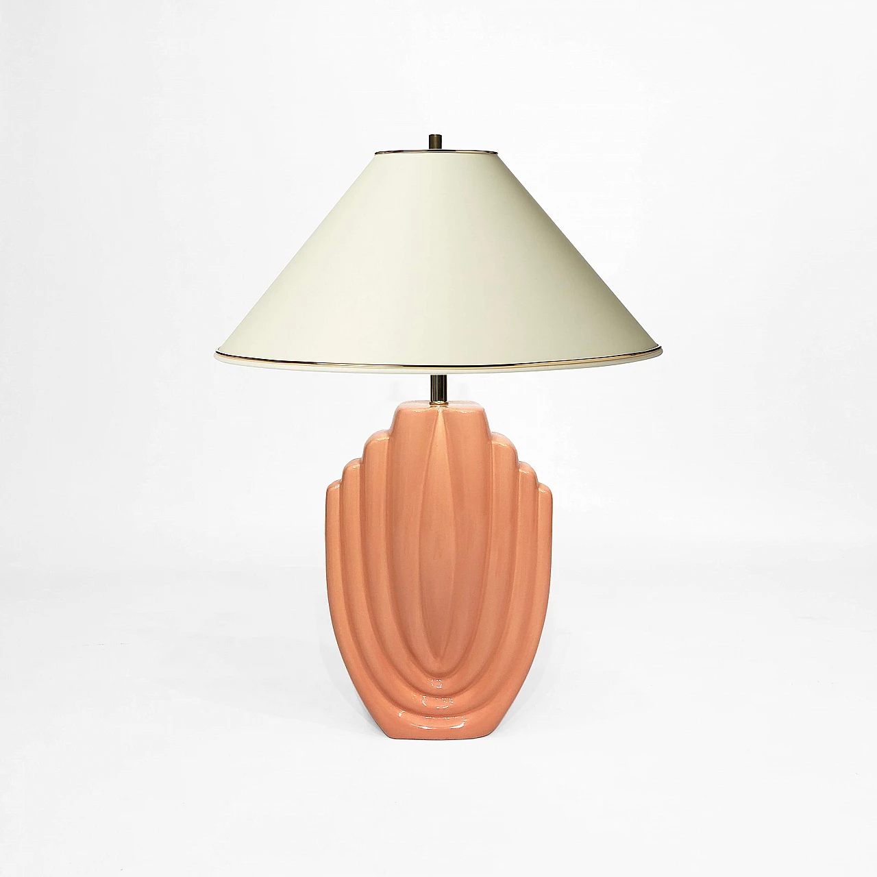 Salmon pink ceramic table lamp, 80s 1279558