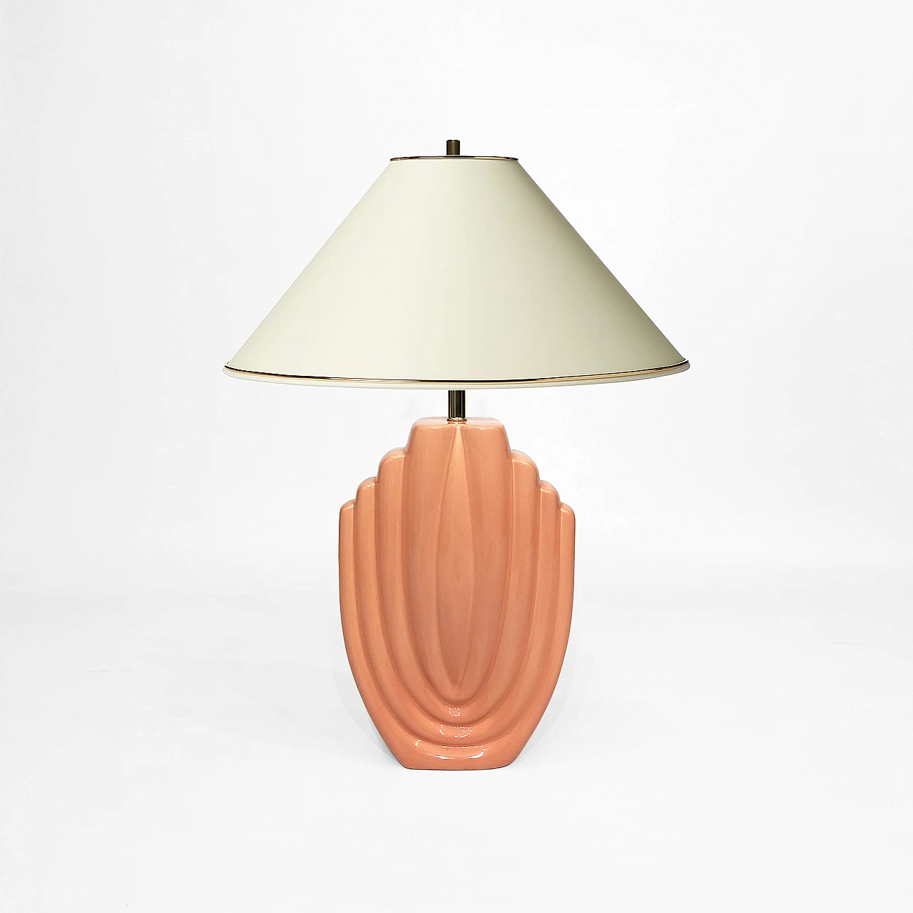 Lampada da tavolo in ceramica rosa salmone, anni '80 1279558