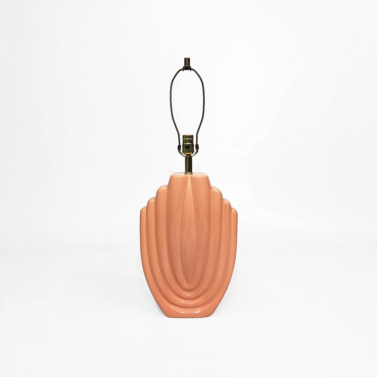 Salmon pink ceramic table lamp, 80s 1279562