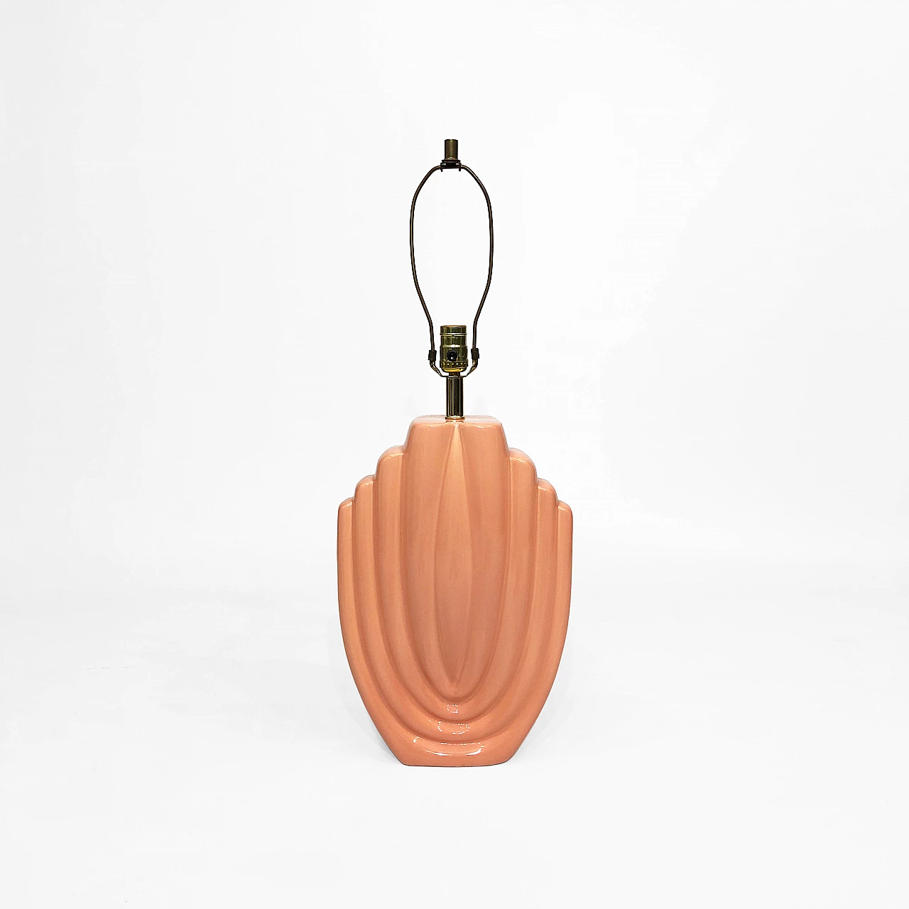 Lampada da tavolo in ceramica rosa salmone, anni '80 1279562