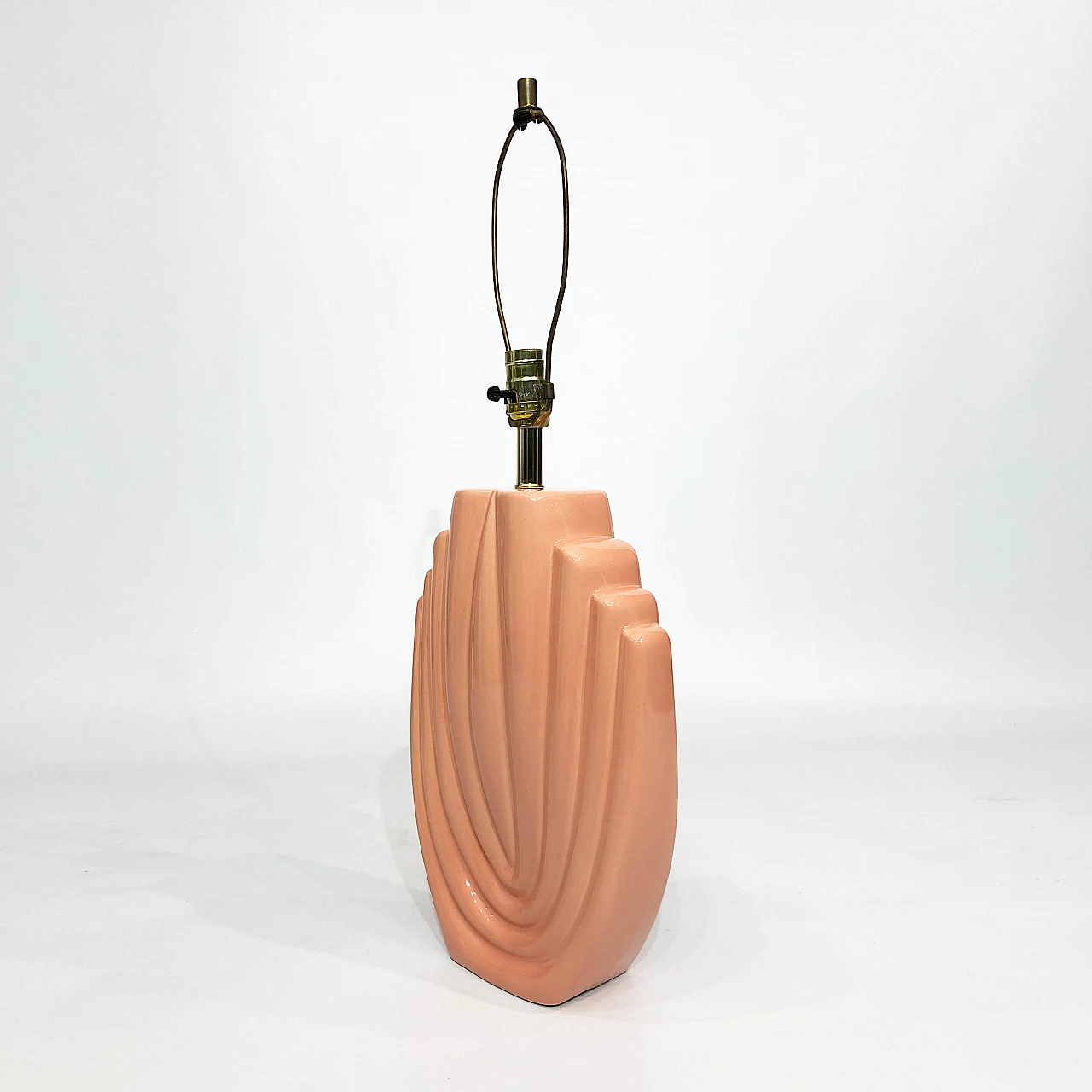 Lampada da tavolo in ceramica rosa salmone, anni '80 1279568