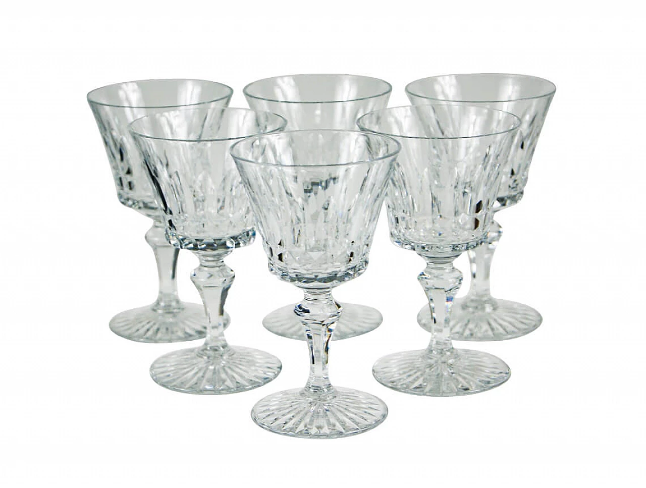 6 Bicchieri da vino in cristallo con design Balmoral di Baccarat, anni '60 1279685