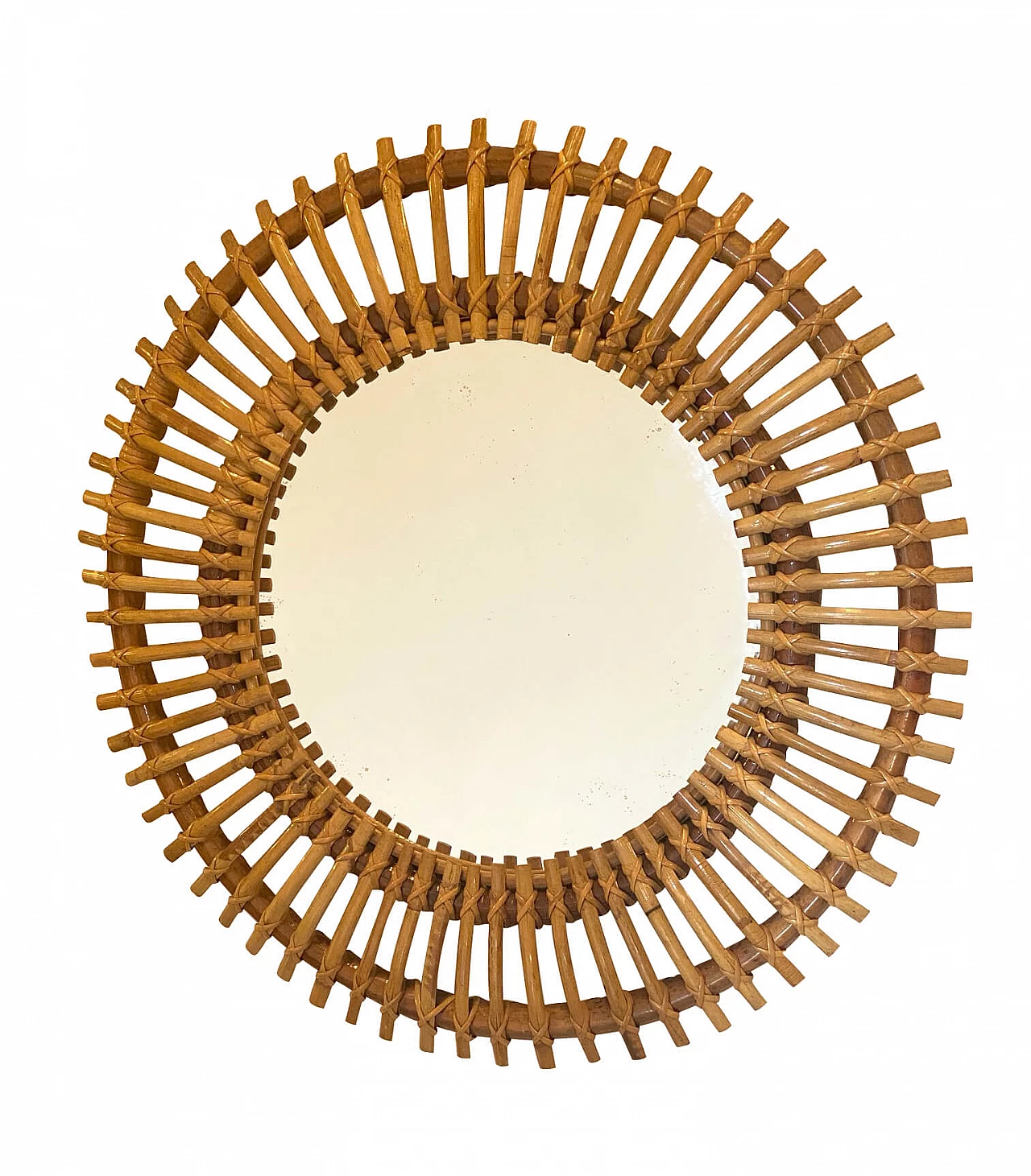 Round bamboo mirror, 70s 1279824