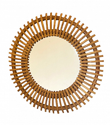 Round bamboo mirror, 70s