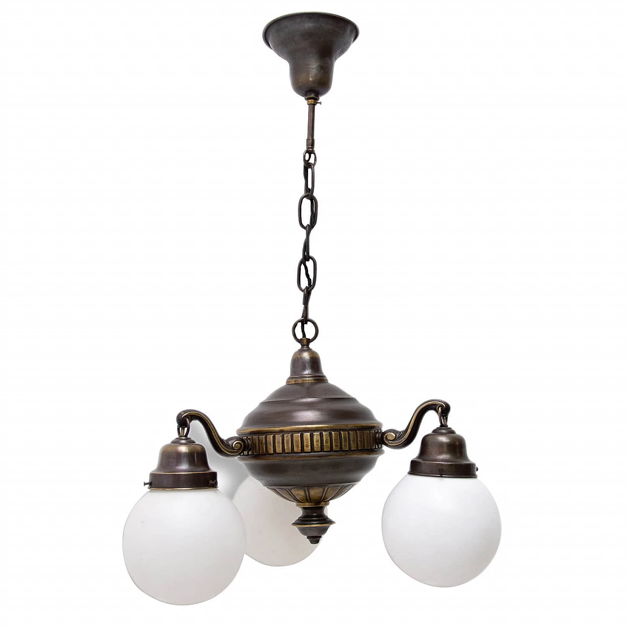 Brass three-armed chandelier, late 19th century 1279865