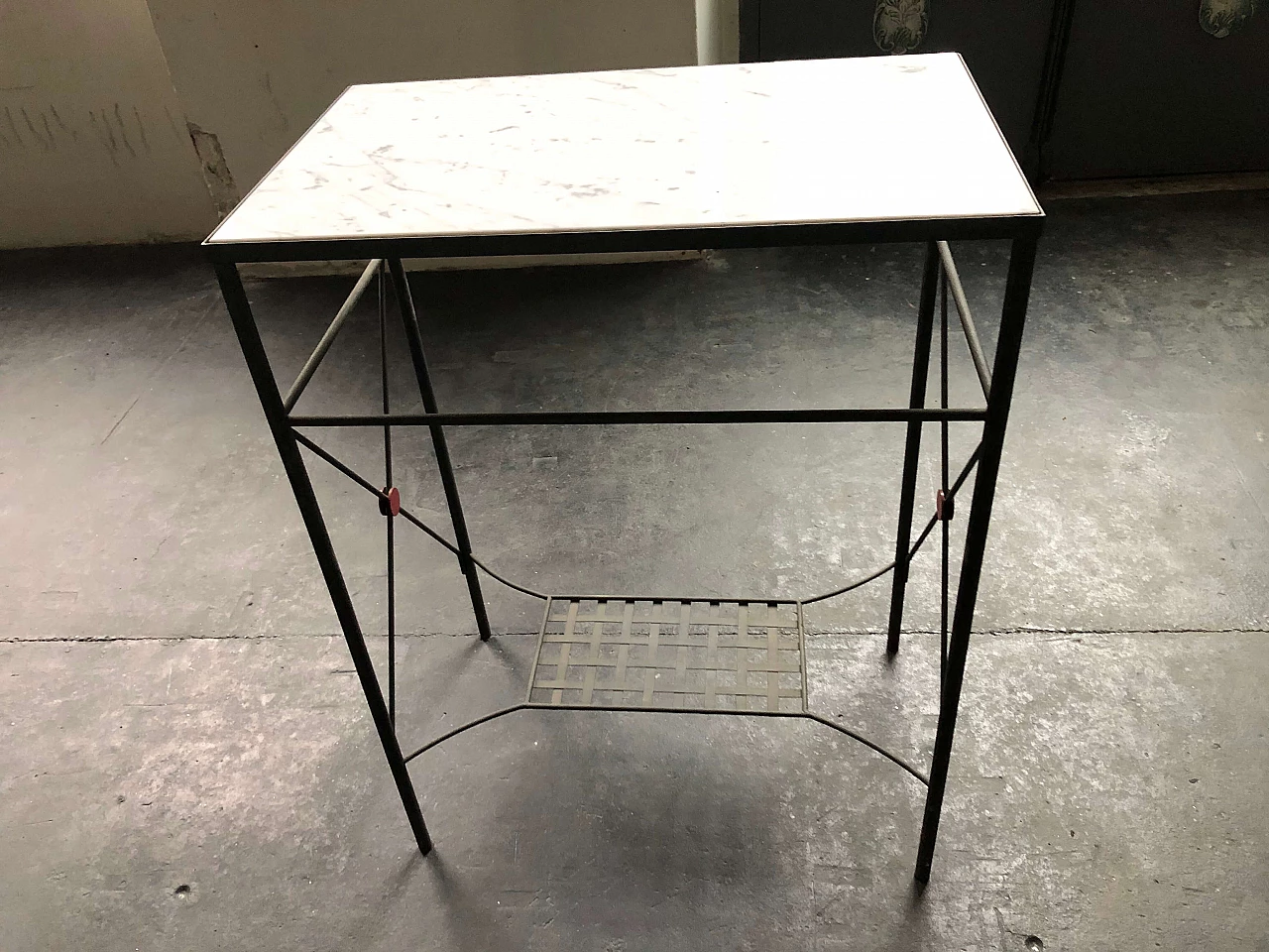 Iron console with marble top, 80s 1280485
