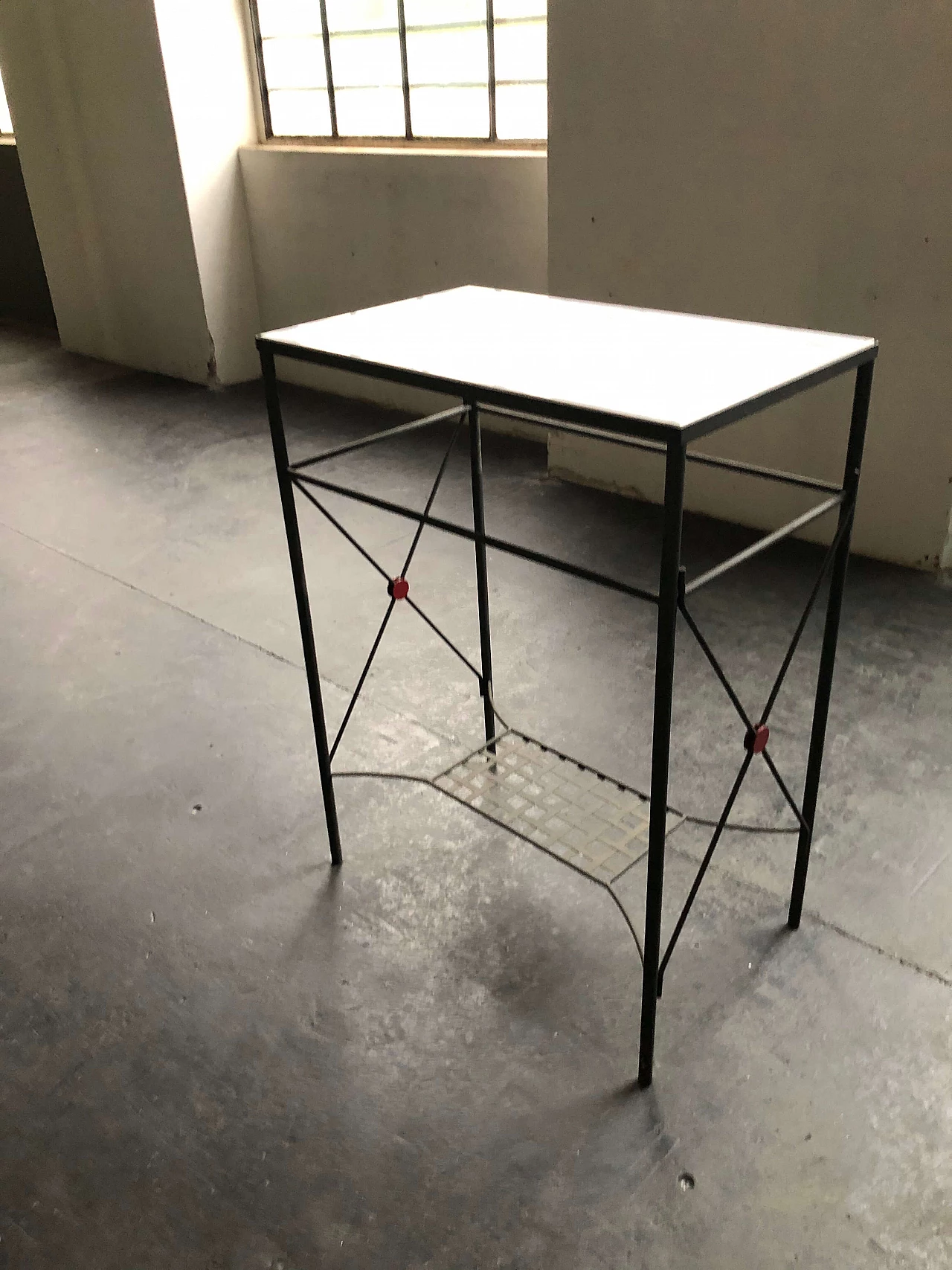 Iron console with marble top, 80s 1280486