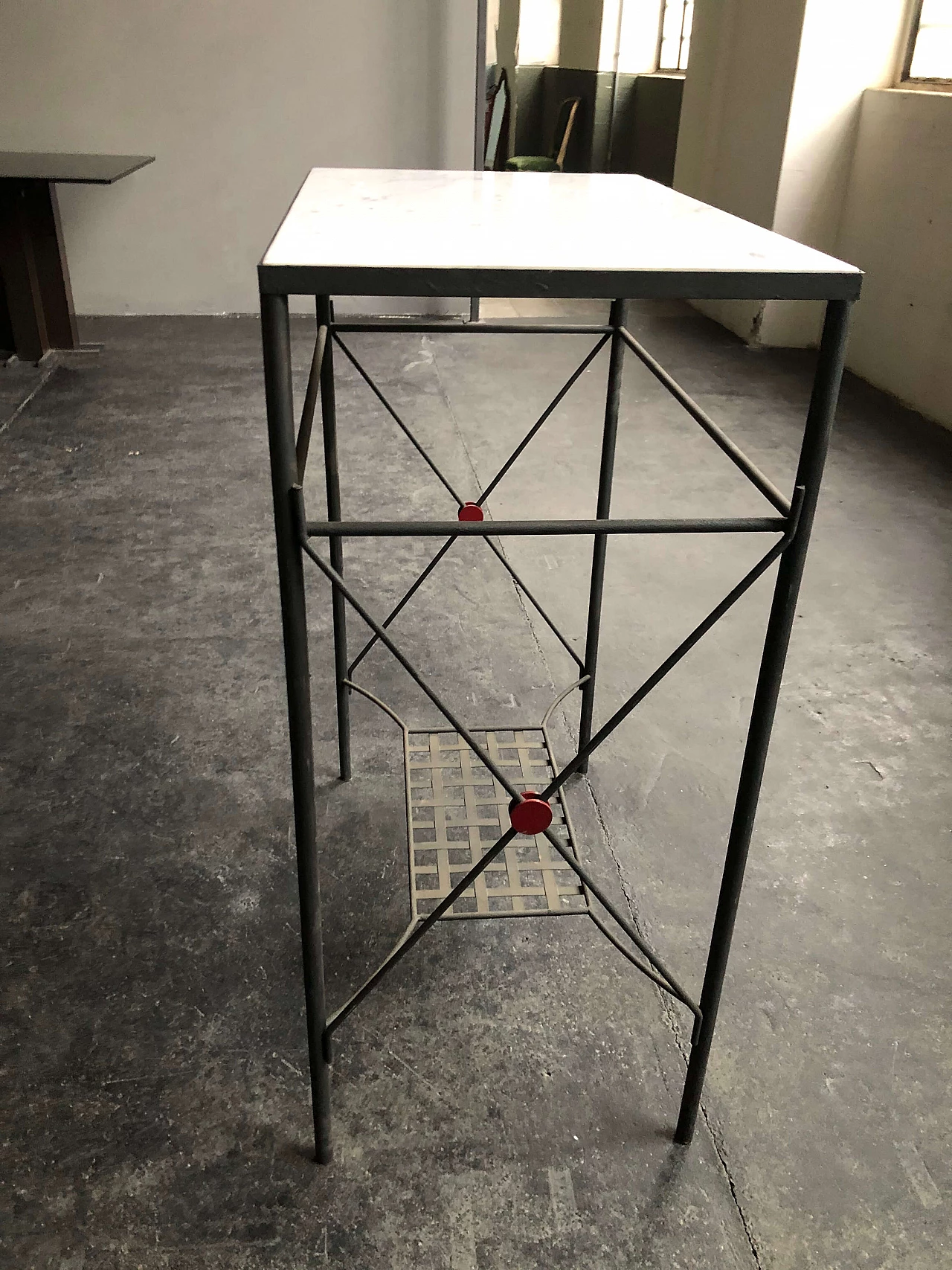 Iron console with marble top, 80s 1280488