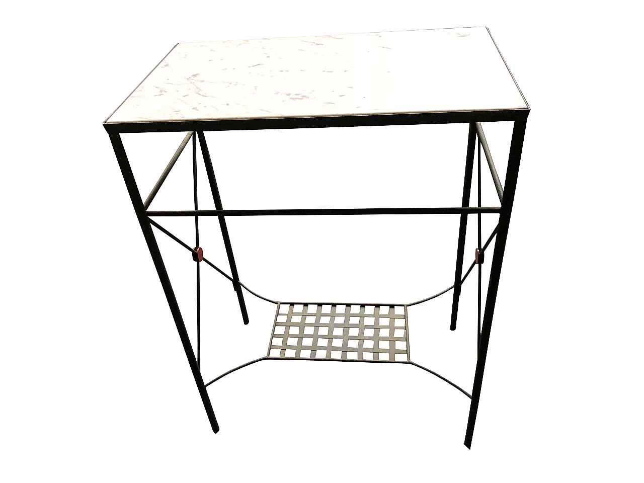Iron console with marble top, 80s 1280565