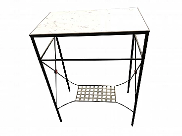 Iron console with marble top, 80s