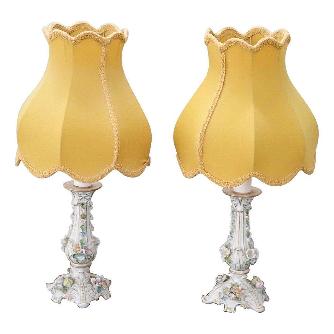 Coppia di lampade da tavolo in porcellana Capodimonte, anni '50 1280656