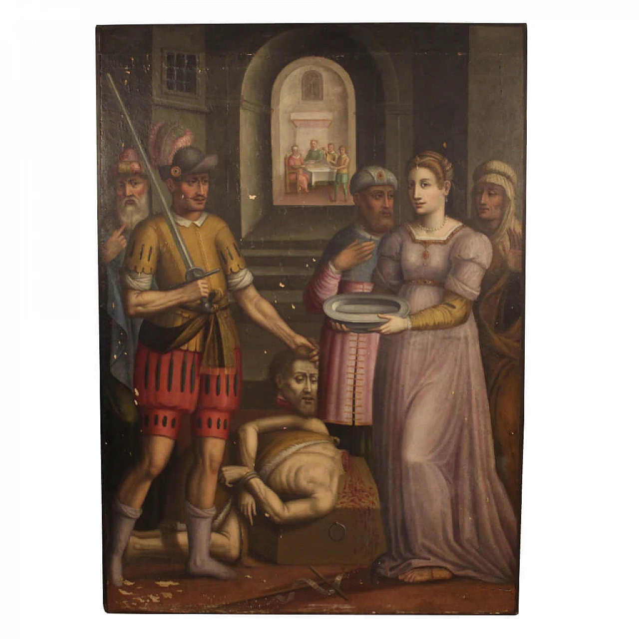 Salomè con la testa di Battista, dipinto olio su tavola, '600 1280744