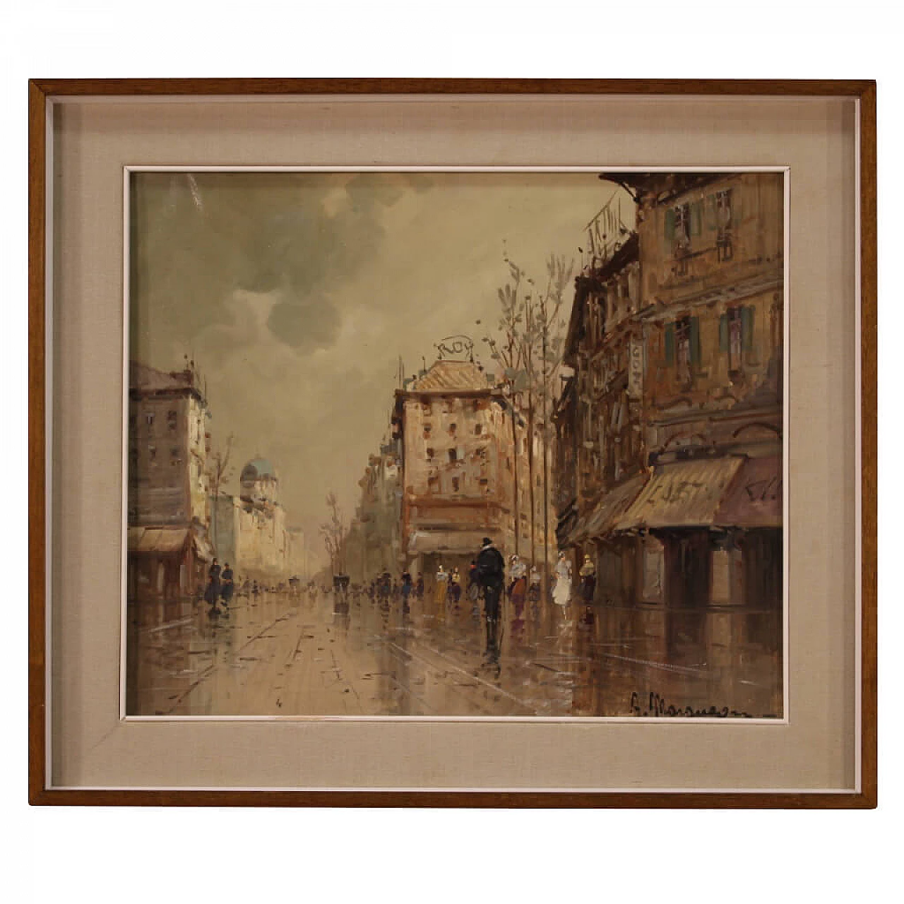 Veduta di Parigi in stile impressionista, dipinto italiano olio su tela 1280789