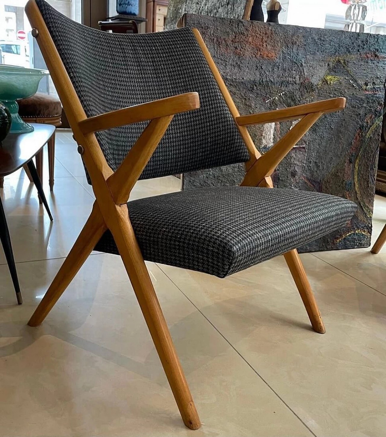 Pair of beech armchairs, 60s 1280899