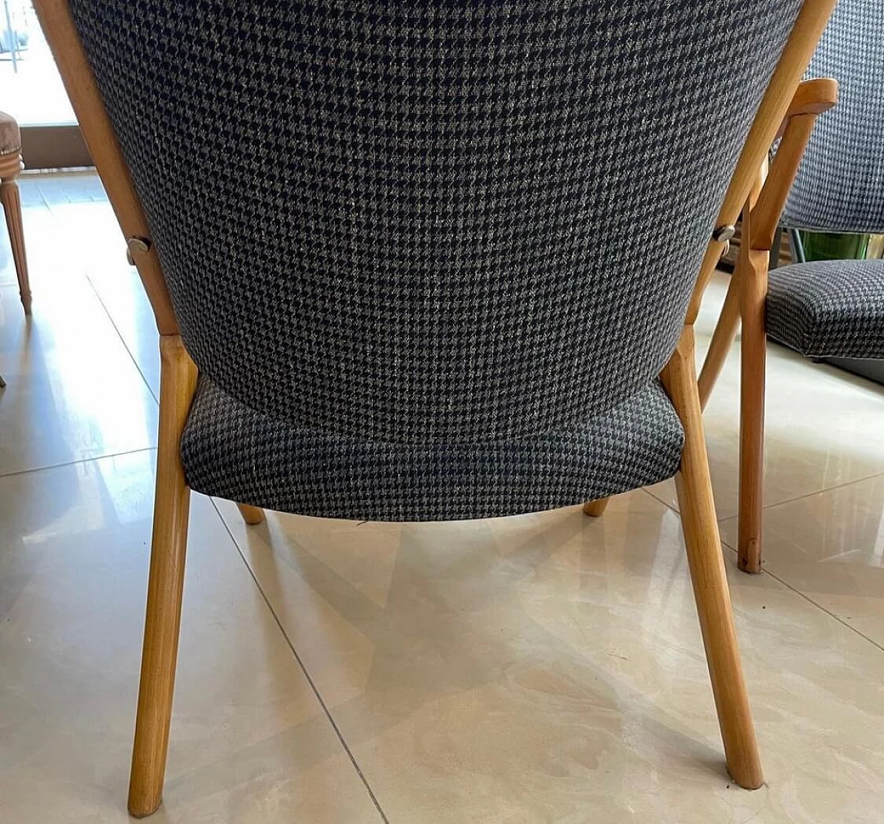 Pair of beech armchairs, 60s 1280901