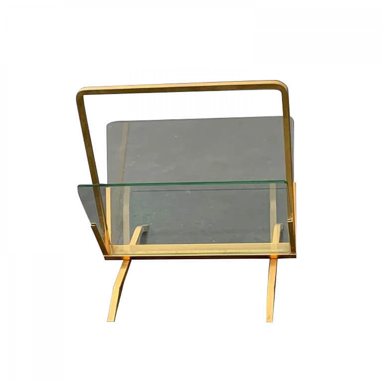Brass and glass magazine rack, 1960s 1282953