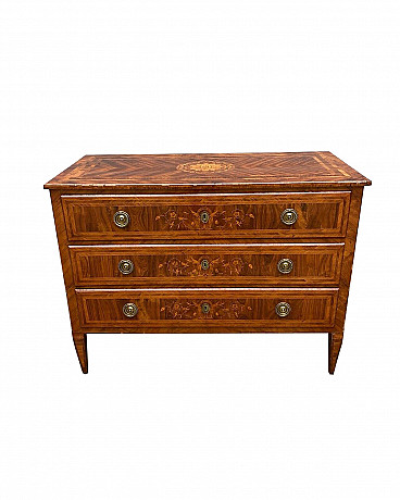 Louis XVI chest of drawers in walnut and rosewood, 18th century