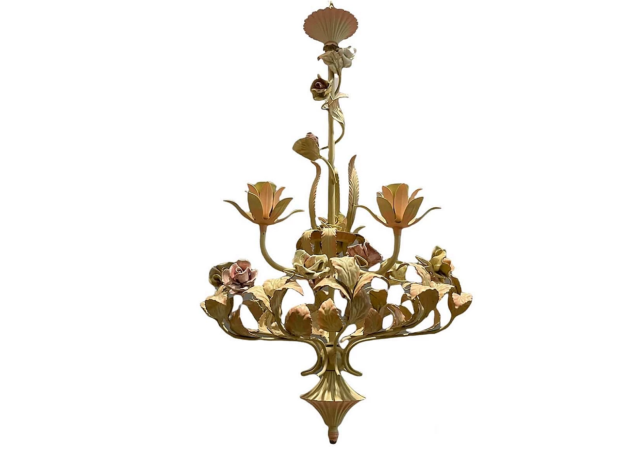 Lampadario in ceramica a forma di rosa, anni '60 1283410