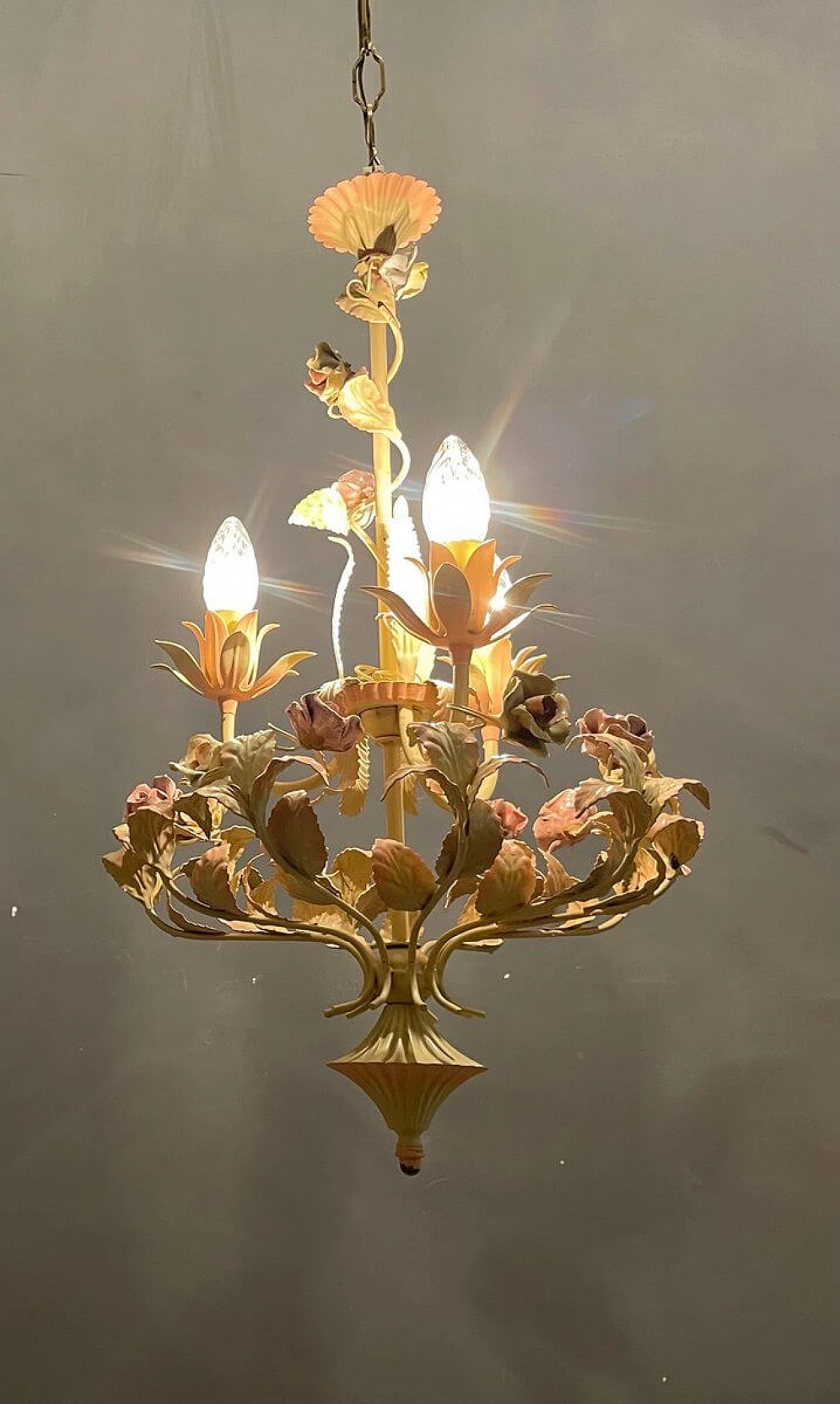 Lampadario in ceramica a forma di rosa, anni '60 1283411