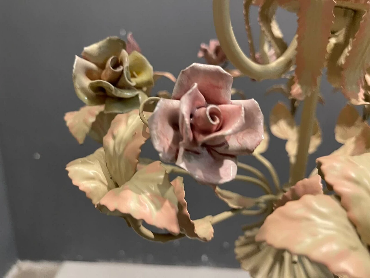 Lampadario in ceramica a forma di rosa, anni '60 1283413