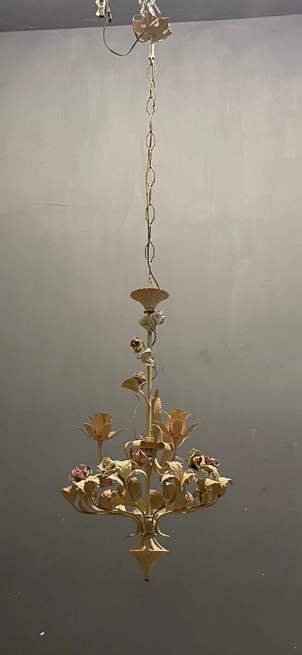 Lampadario in ceramica a forma di rosa, anni '60 1283415