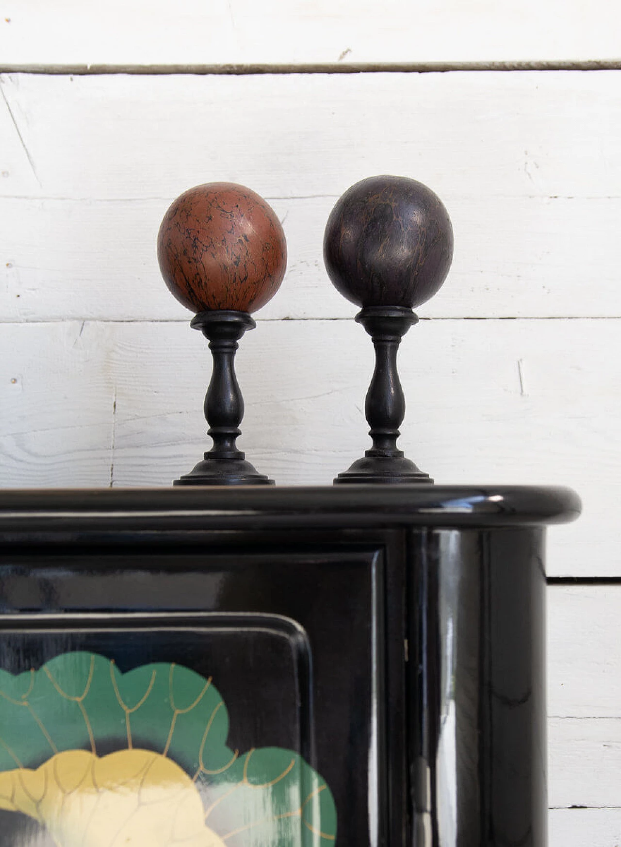Pair of marbled spheres with pedestals, 1950s 1283681