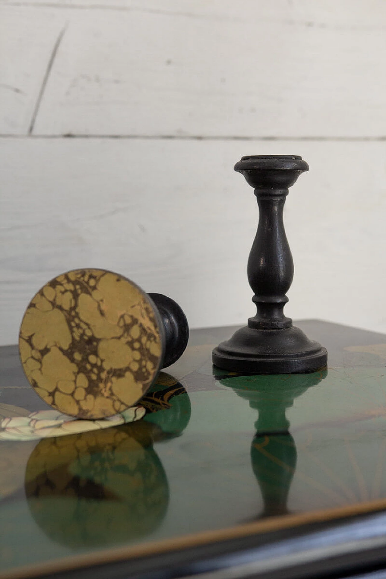 Pair of marbled spheres with pedestals, 1950s 1283683