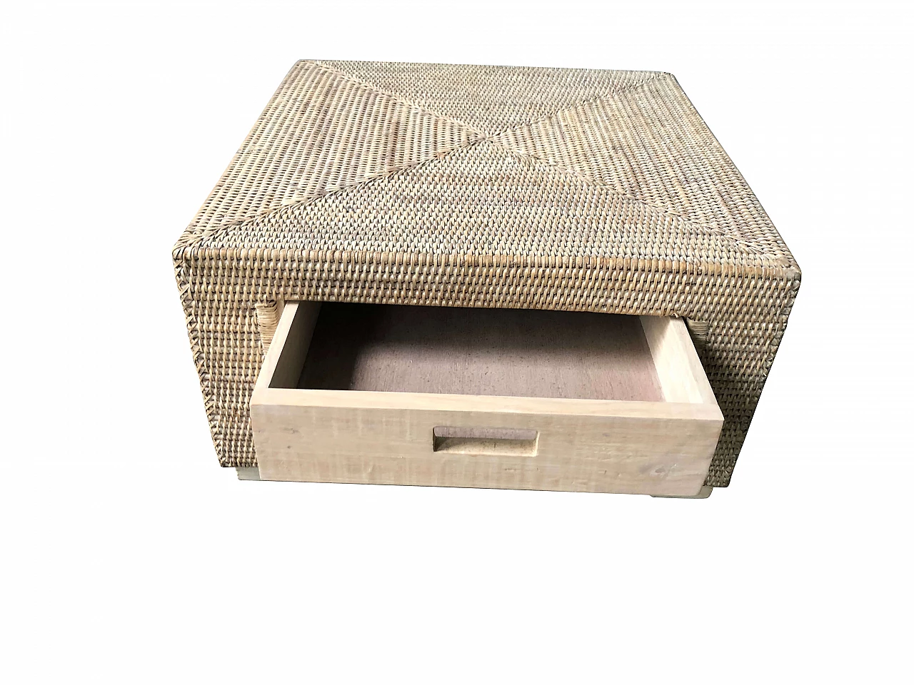 Rattan coffee table with double opening drawer by Elmy 1283748