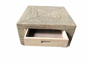 Rattan coffee table with double opening drawer by Elmy