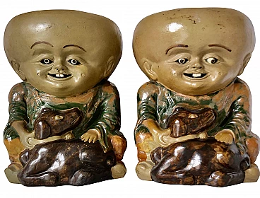 Pair of stoneware Cio Cio San vases by manifattura Chini, circa 1915