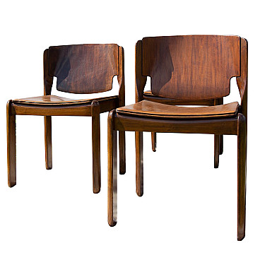 4 Chairs 122 by Vico Magistretti for Figli Amedeo Cassina, 1960s
