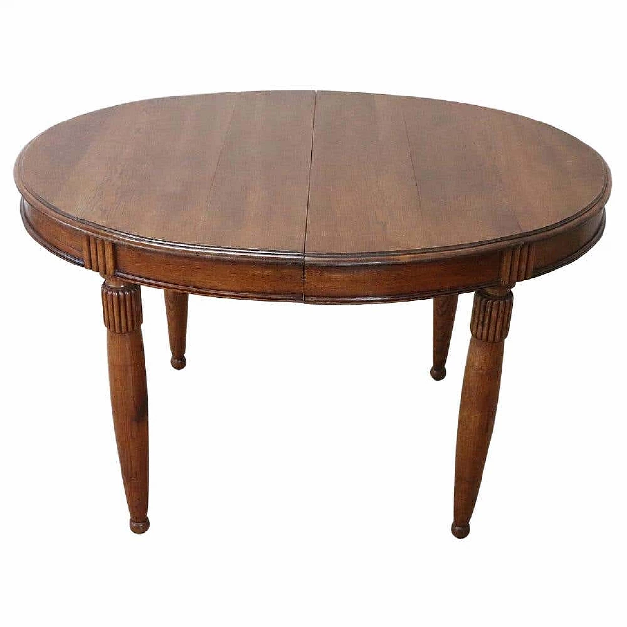 Extendable oval dining table in solid oak, early XX century 1284105